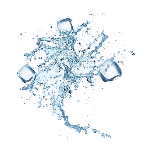 Ice cubes with splash of water