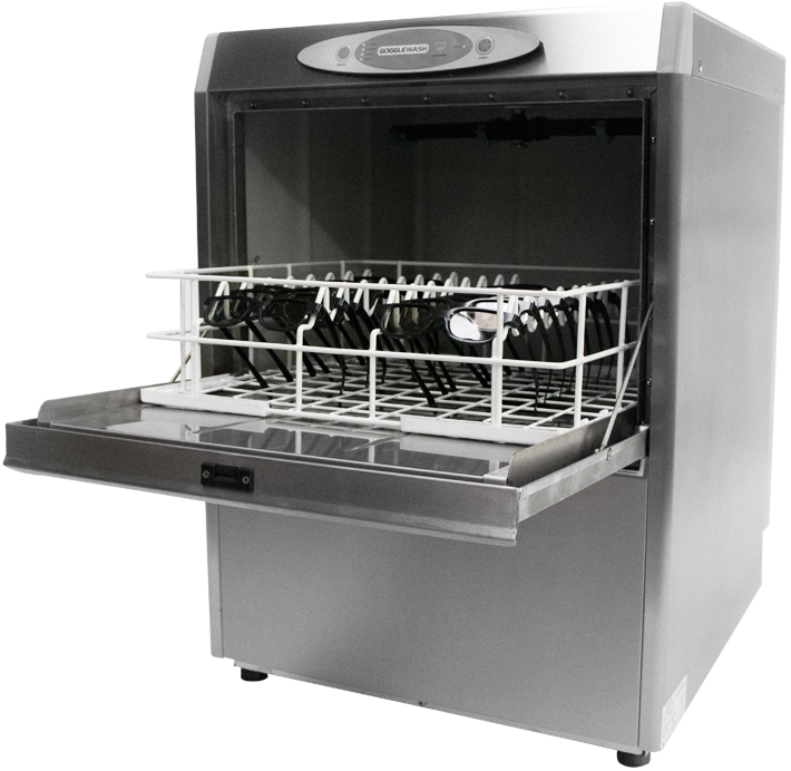 Gogglewash Machine open with glasses
